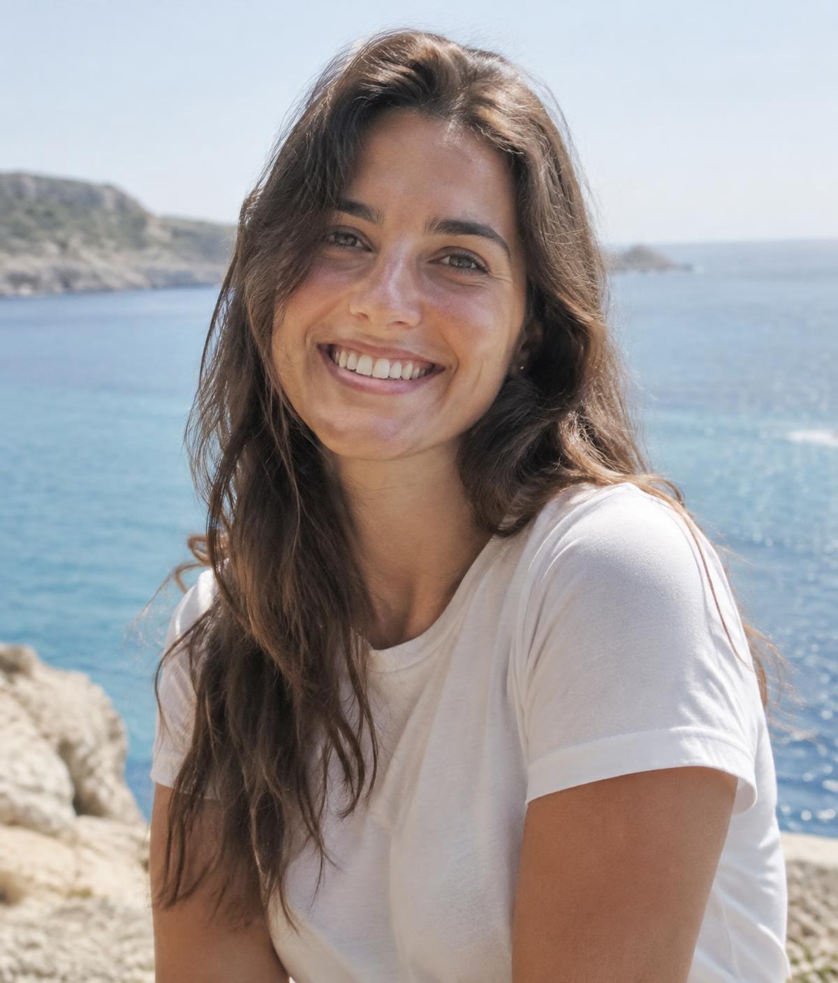 Jovem mulher sorrindo ao ar livre